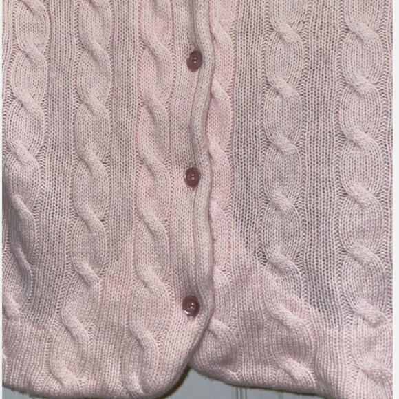 Vintage Pink Cashmere Cardigan Sweater Cable Knit Small - Picture 8 of 8